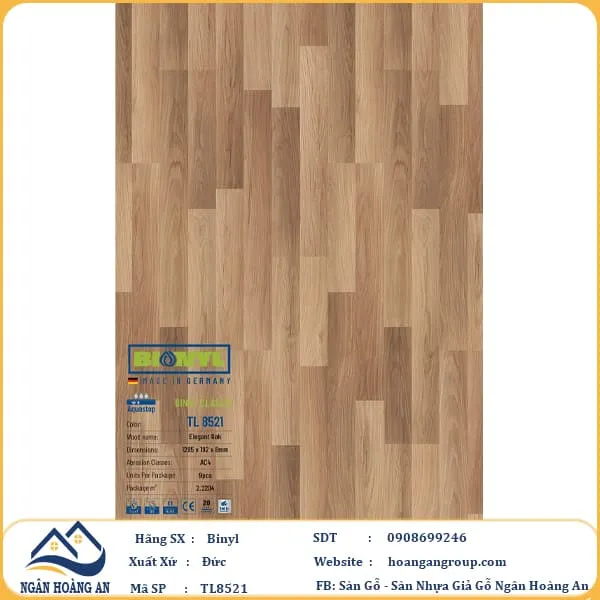 Sàn Gỗ Công Nghiệp Binyl TL8521 dày 8mm